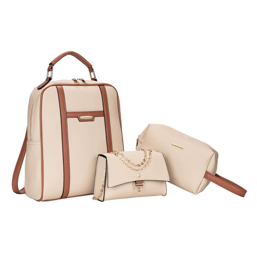 3-Pieces Fahsion Vegan Leather Backpack, Lightweight and Cute Shoulder😇